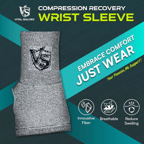 Vital Salveo Wrist Compression Recovery Sleeve/Brace, Carpal Tunnel, Large, 1PC