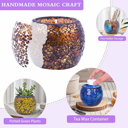 Set 4 Pack Mosaic Glass Scented Candles, Stress Relief Aromatherapy Candle for Home Scented, Vanilla Lavender Rose