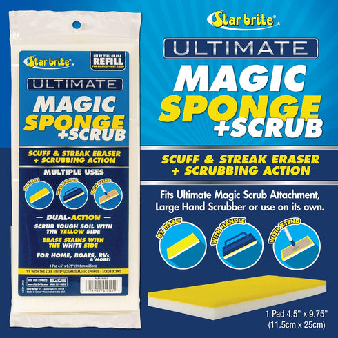 STAR BRITE Ultimate Magic Sponge +Scrub Pad - Use by Itself, With Handle or with XTEND Flex Head for up to 10'+ of Reach (41001) by STAR BRITE