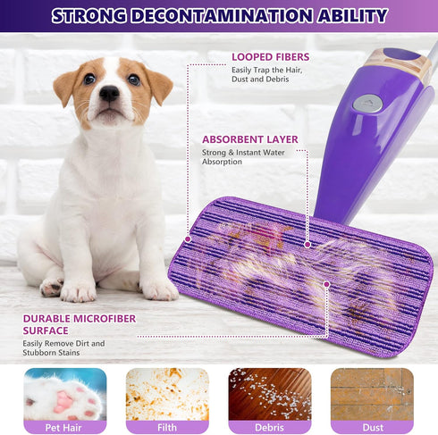 Reusable Mop Pads Compatible with Swiffer Wet Jet, Microfiber Replacement Pads for Hardwood Floor Cleaning
