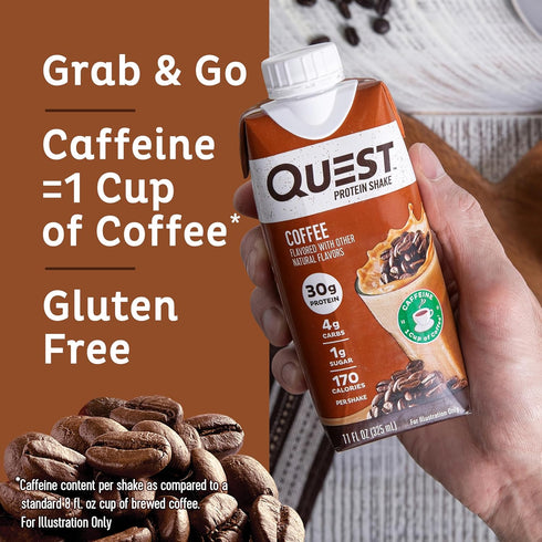 Quest Nutrition Ready to Drink Coffee Protein Shake | 30g Protein, 4g Carb, 1g Sugar | Gluten Free, Keto Friendly, 4