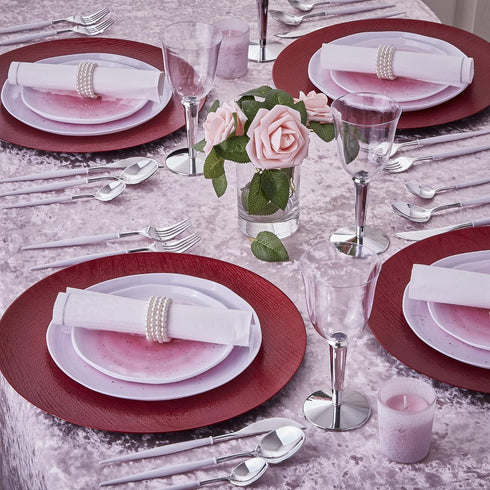 Silver Spoons BLUSH DESSERT PLATES, Ocean Ripples Design, Lava Collection, 7” - 10 PC