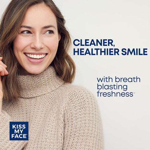 Kiss My Face Triple Action Toothpaste Gel, Herbal Mint Flavor, 4.5 oz, 3 Pack, Fluoride Free, Vegan