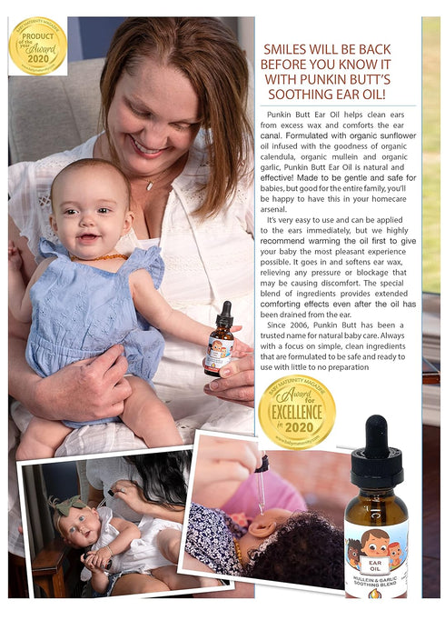 Punkin Butt Baby Ear Oil | Organic Garlic, Mullein, Calendula Ear Drops for Infants (1 oz)