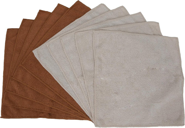 Copper Lane Lint Streak-Free Microfiber Cleaning Cloths in Tan and Copper