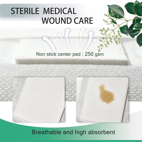 QICHUANG 4X14 Inches 25 Pack,Medical (4X14INCHES-C25) Extra Large Sterile Adhesive Island Wound Dressing Bandages - Non