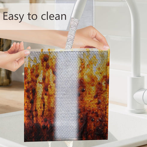 Double Layer Wire Dishwashing Rags, 8 Pcs Non-Scratch Cleaning Cloths for Dishes and Sinks