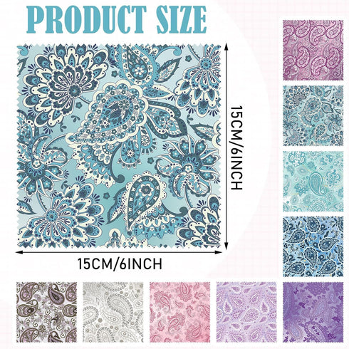 20 Pcs Microfiber Cleaning Cloth, Cute Paisley Waves Design for Eyeglasses, Camera Lens, 6 x 6 Inches