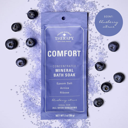 Mineral Bath Soak, Comfort Concentrated Bath Soak by Village Naturals Therapy, Blueberry Citrus, 2 Oz, Pack of 12