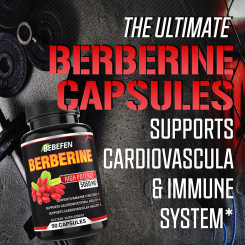 BEBEFEN Berberine Capsules - 5050mg Formula with Black Pepper Extract - 90 Capsules for Immune Support