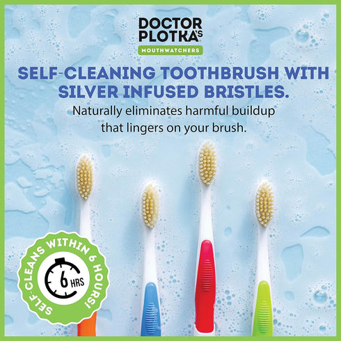MOUTHWATCHERS Dr Plotkas Extra Soft Kids Toothbrushes, Ultra Clean Nano Toothbrushes, 4 Pack - Pink Childrens