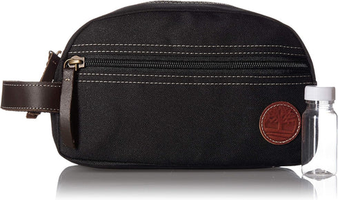 Timberland Men's Toiletry Bag - Canvas Travel Kit Organizer, Black, One Size