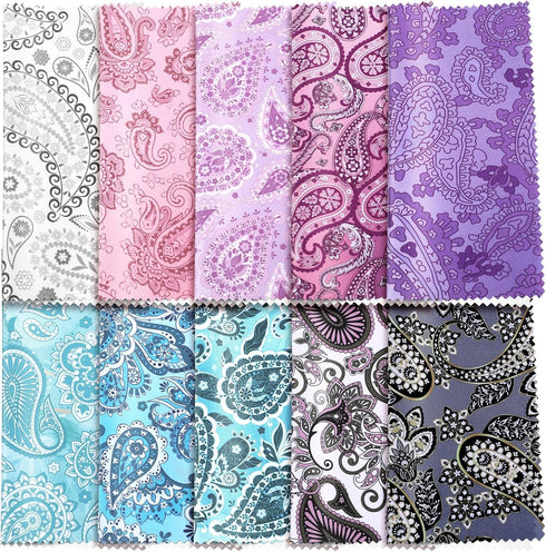 20 Pcs Microfiber Cleaning Cloth, Cute Paisley Waves Design for Eyeglasses, Camera Lens, 6 x 6 Inches