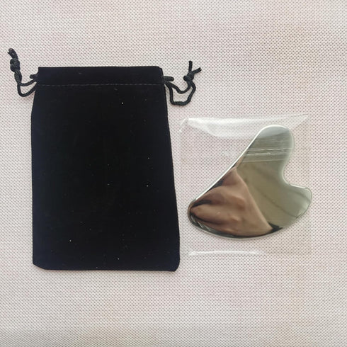 TIKMOON Set, Gua Sha Scraping Tool Heart-Shaped Metal Gua Sha Face Massage Tool, Facial Massage Wand for Face, Neck