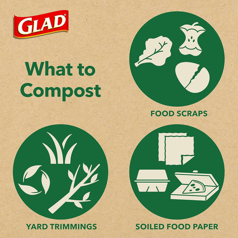 Glad Kitchen Compost Bags, 100% Compostable, 2.6 Gallon Unscented - 22 Count