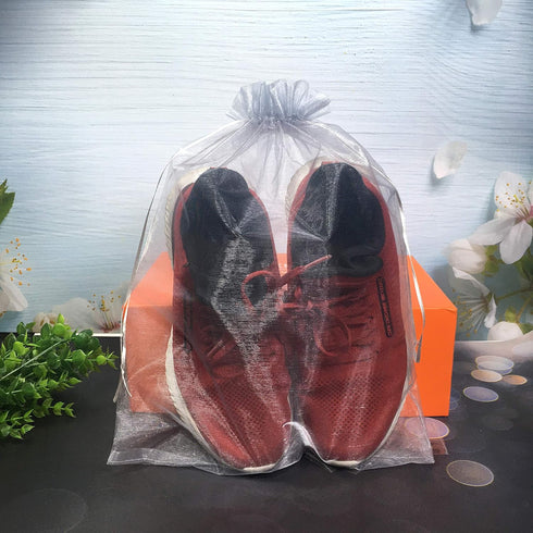 50pcs Extra Large Organza Drawstring Bags - 12x16 inch Sheer Favor Bags (Grey)