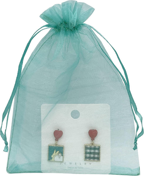 100PCS Teal Sheer Organza Bags 5''X7'', Drawstring Jewelry Gift Bags for Baby Shower Wedding Party Favor Pouch Goodie