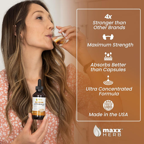 Immune 4 Oz (60 Maxx Herb Astragalus Root Extract - Max Strength Liquid Tincture Absorbs Better Than Capsules