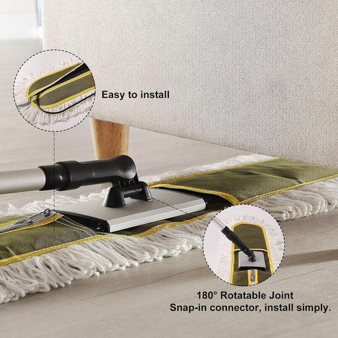 36" Commercial Dust Mop for Heavy Duty Floor Cleaning, Long Handle Duster Mop for Hardwood, Tiles, Green