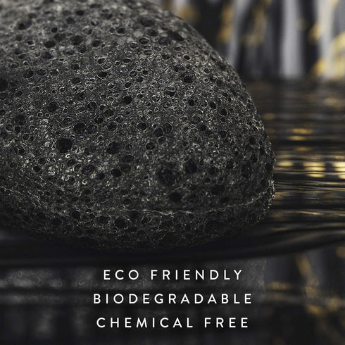 Konjac Sponge for Face | All Natural Reusable Facial Sponge with Activated Bamboo Charcoal, Gentle Exfoliating, Black