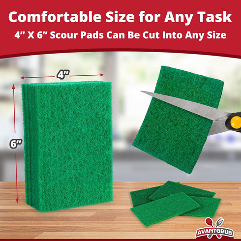 Avant Grub Green Sustainable 20 Pack Cleaning Scour Pads, Powerful Stain Remover for Cookware, Eco-Friendly Solution