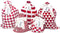 100% Cotton Gift Bags, Standard Set, Red, Set of 5 bags: three 16"x12" and two 10"x8"