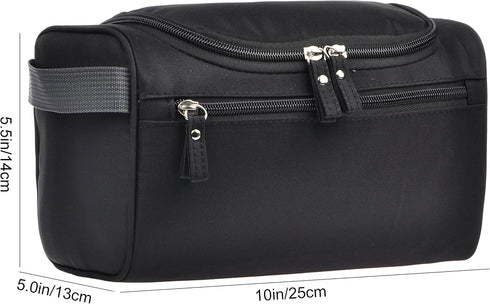 Vercord Mens Toiletry Bag - Small Wash Travel Shaving Dop Kit in Black