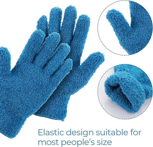 2 Pairs Microfiber Gloves, Washable Reusable Household Cleaning Gloves for Dusting Plants, House, Cars, Furniture