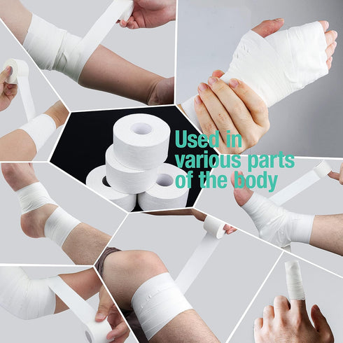 (3 Pack) White Athletic Sports Tape, Very Strong Easy Tear No Sticky Residue Tape for Athletes & Sport Trainers & First