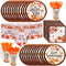 HOWAF Thanksgiving Dinnerware Set, Fall Maple Leaves Disposable Tableware Set Plates Napkin