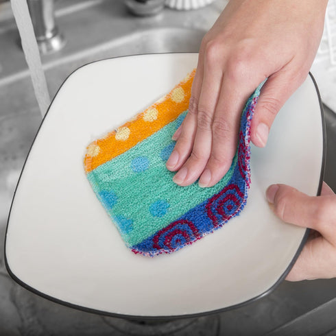Reusable Dish Scrubber Sponge Set, Non-Scratch Scouring Pads & Cloths Made of Natural Organic Cotton Fibers (8)