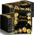 Zonon 200 Pcs Happy Birthday Guest Napkins Black and Gold Themed Disposable Party