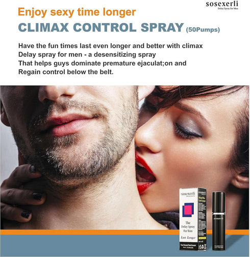 sosexerli Men's Long Lasting Delay Spray, Gentle Plant-Based Formula with Natural Extracts Unscented, Fast-Absorbing