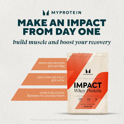 Myprotein Impact Whey Protein Powder - 2.2 Lbs (29 Servings) Chocolate, 22g Protein & 5g BCAA Per Serving