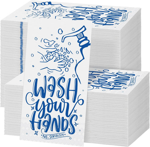 Ruisita 150 Pack Disposable Bathroom Napkins, Decorative Paper Hand Towels for Bathroom Etiquette, Dark Blue