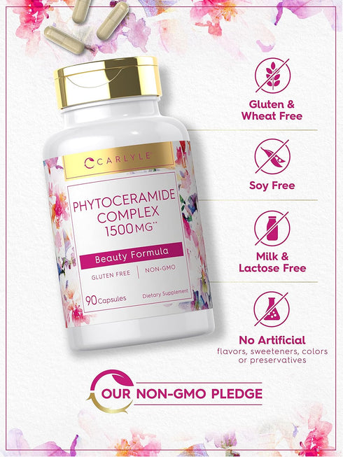 Carlyle Phytoceramide Supplement 1500mg | 90 Capsules | Organic Sweet Potato | Gluten Free, Non-GMO Beauty Formula