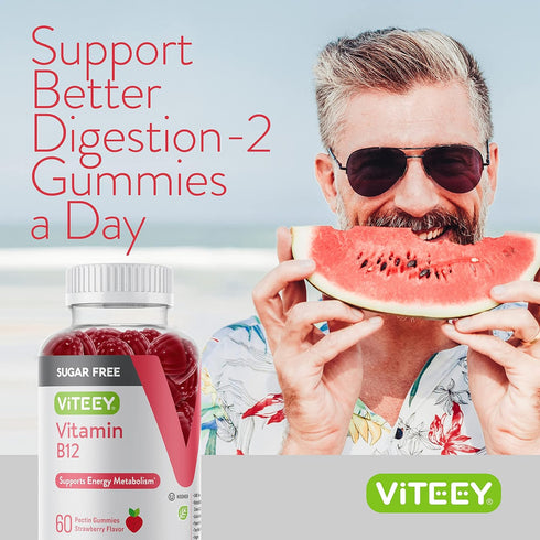 Vitamin B12 Gummies for Adults & Teens, 1000mcg, Sugar Free, Good for Energy & Metabolism, Vegan, Gelatin Free, Gluten