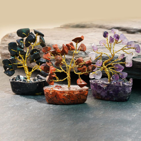 Set 12 Sets Crystal Tree of Unique Birthday Gifts for Women, Sister, Mom & Dad, Home Office Decor for Positive Energy