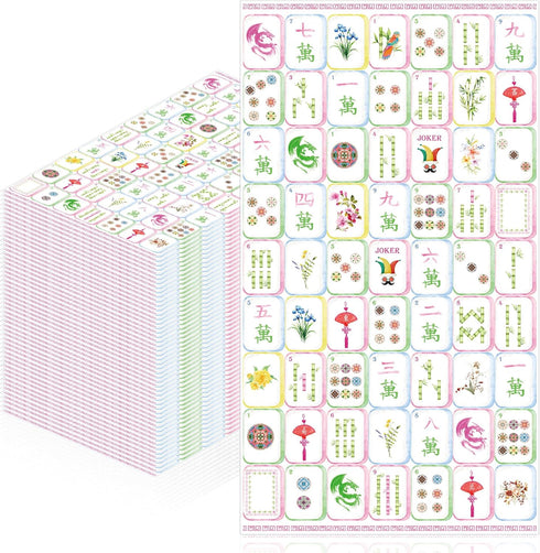RUBOAOA 100 Pcs Mahjong Napkins, Watercolor Mahjong Cocktail Napkins, Asian Tile Party Supplies