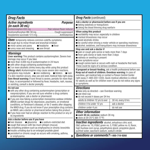 Amazon Basic Care Nighttime Cold & Flu Relief - Pain Reliever, Cough Suppressant, Antihistamine Liquid, 8 fl oz