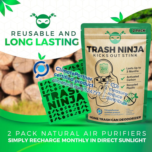 Trash Ninja Trash Can Deodorizer, 2 Pack, Odor Eliminator for Indoor Trash Cans Up to 10 Gallons