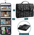PAVILIA Travel Hanging Toiletry Bag for Women Men, Large Capacity Makeup Bag Kit, Waterproof Cosmetic Storage Organizer Case for Bathroom Shower, Black Chevron