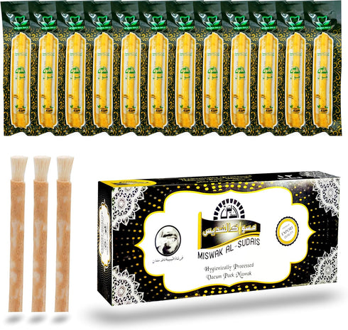 Sewak Al Hijazi Al Sudais Miswak Natural Toothbrush Pack of 12 | Natural Toothbrush for