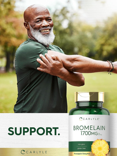 Carlyle Bromelain 1700 mg | 90 Capsules | Pineapple Enzyme Supplement | Gluten Free, Non-GMO