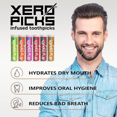 Xero Picks Dry Mouth - Infused Flavored Toothpicks for Long Lasting Fresh Breath & Dry Mouth Prevention