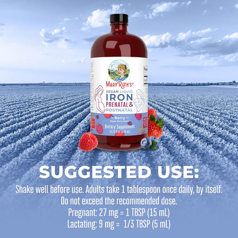 MaryRuth Organics Liquid Iron Supplement, Prenatal & Postnatal, 15.22 Fl Oz, Immune Support, Vegan, Non-GMO