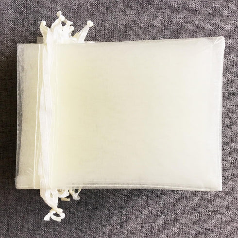 ATCG 100pcs 3x4 Inches Drawstring Organza Pouches, Ivory, Wedding Party Jewelry Favor Bags.