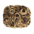 SWACC Short Messy Curly Dish Hair Bun Extension with Easy Stretch Combs Clip in Ponytail Hairpieces (Dark Blond Brown
