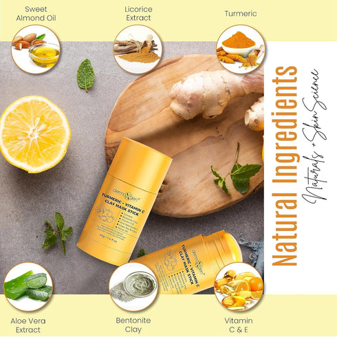 Turmeric Face Mask - Pure Organic Acne Treatment and Anti-Aging for Dull Skin Care, Set of 3
