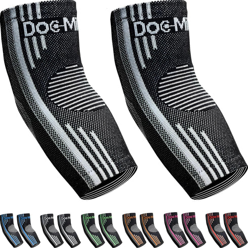 Doc Miller Elbow Compression Sleeve for Tendonitis – 1 Pair Medical Support Arm Brace for Tennis Injuries